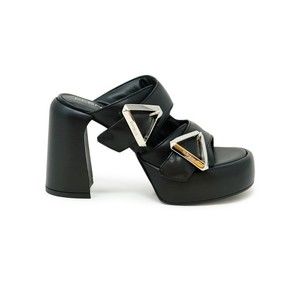 Elena Iachi Black Leather Sandals - NWT
